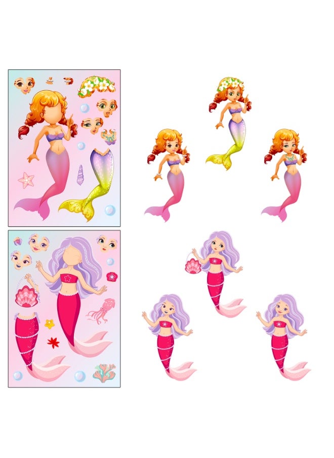 NIBEMINENT 6 Pcs Mermaid Face Change Deco Kit Waterproof Stickers, High Definition Printing Bright Colors, Suitable for Laptop Skateboard Luggage Water Bottle Guitar DIY  - Image 3