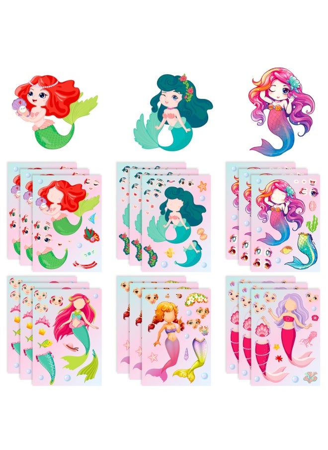 NIBEMINENT 6 Pcs Mermaid Face Change Deco Kit Waterproof Stickers, High Definition Printing Bright Colors, Suitable for Laptop Skateboard Luggage Water Bottle Guitar DIY  - Image 2