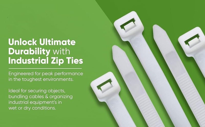 SCHOFIC Cable Zip Ties Heavy Duty 450 MM [Size 18 INCH], Ultra Strong Plastic [Polyamide] Wire Ties with 49 Pounds Tensile Strength, Nylon Tie Wraps with 4.8 MM Width (50, WHITE) - Image 2