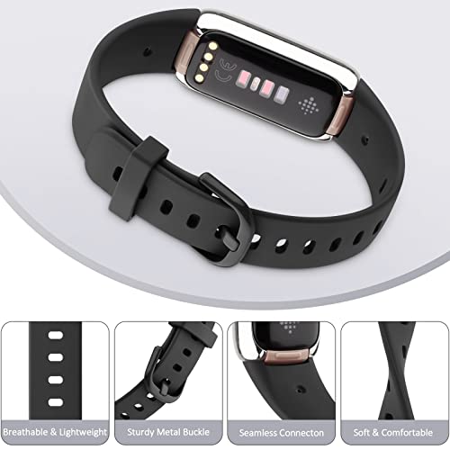 AK Sport Band Compatible with Fitbit Luxe Bands for Women Men, Soft Silicone Replacement Sport Straps Wristbands for Fitbit Luxe Fitness and Wellness Tracker (Small,Black) - Image 3
