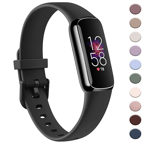AK Sport Band Compatible with Fitbit Luxe Bands for Women Men, Soft Silicone Replacement Sport Straps Wristbands for Fitbit Luxe Fitness and Wellness Tracker (Small,Black) - Image 1