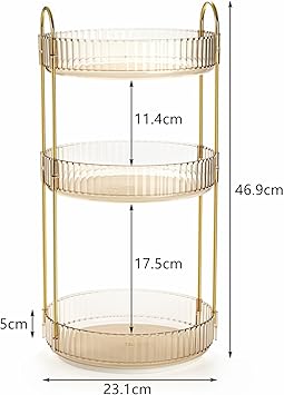 Cididu 360 Rotating Makeup Organizer 3 Tiers Plastic Bathroom Spinning Holder Rack Round Lazy Susan Organizer Large Capacity Countertop Shelf for Cosmetics Perfume Skincare Spice Toiletries - Image 2
