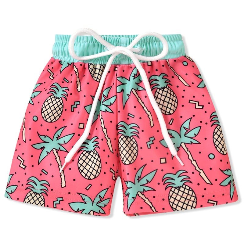 HIHA Infant Toddler Baby Boys Swim Trunk Swimming Shorts Swimsuit Beach Swimwear Bathing Suit for 9 Months Little Boys Kids, Pink Pineapple, 6-12 Months - Image 1