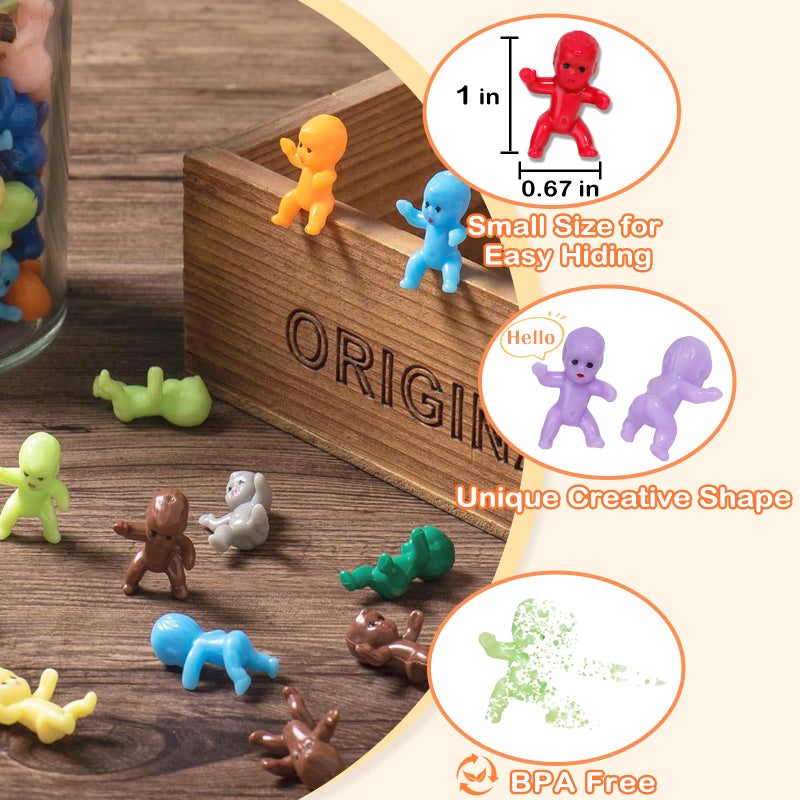 ZYFLSQ 120 Mini Plastic Babies, 12 Colors Tiny Figurines 1 Inch Mardi Gras King Cake Bulk, Fun for King Cake & Ice Cubes Baby Shower Game - Image 3