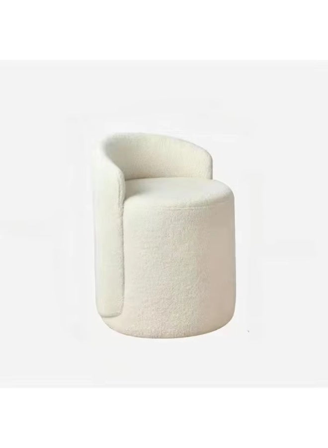 Bedroom Makeup Chair with Backrest  Vanity Stool Simple Stylish Dresser Chair Comfortable Seating , Flannel , White - Image 4