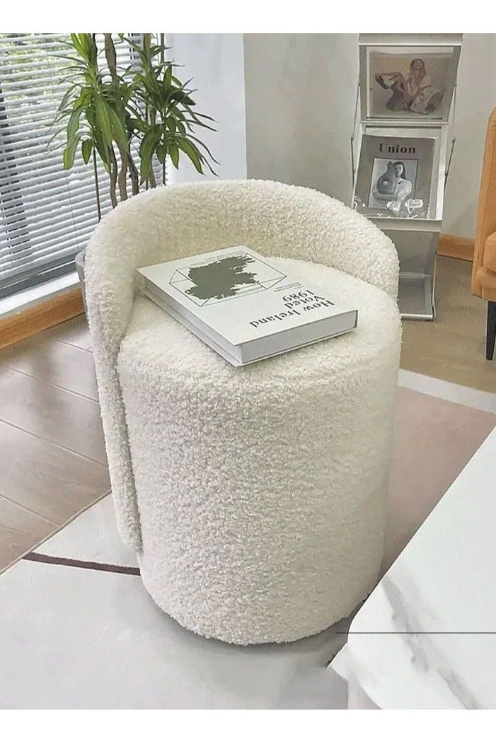 Bedroom Makeup Chair with Backrest  Vanity Stool Simple Stylish Dresser Chair Comfortable Seating , Flannel , White - Image 3