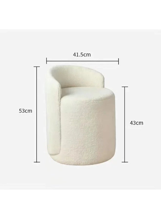 Bedroom Makeup Chair with Backrest  Vanity Stool Simple Stylish Dresser Chair Comfortable Seating , Flannel , White - Image 1