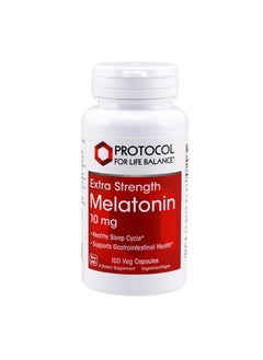 Protocol For Life Balance Protocol Melatonin Extra Strength - 10 mg Melatonin - Sleeping Support for Adults - Daily Immune Support - Pineal Gland Aid - Kosher & Non-GMO - 100 Veg Capsules  - Image 1
