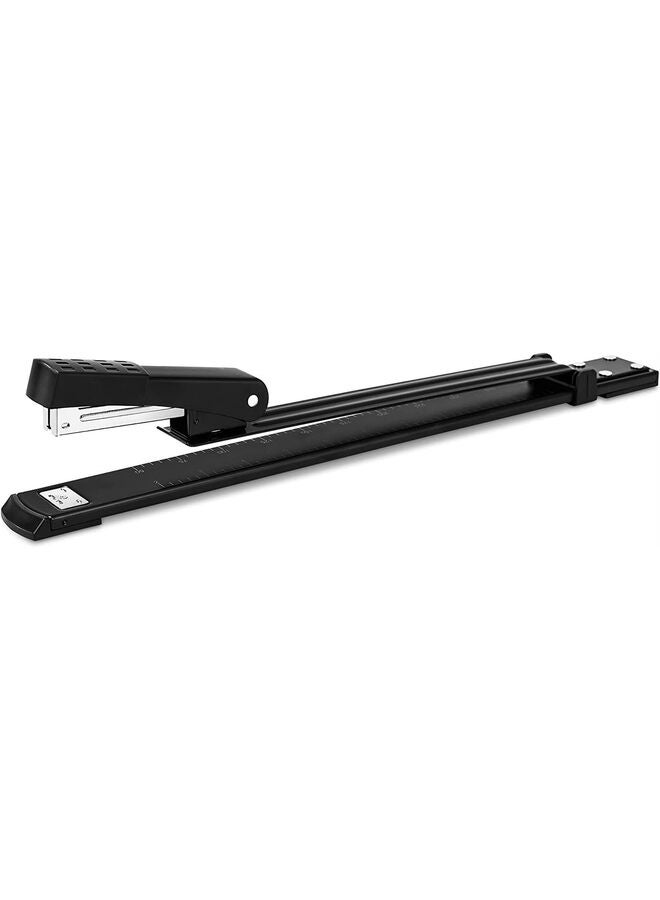 دباسة طويلة المدى، دباسة قياسية طويلة الذراع لتجليد الكتيبات أو الكتب، لون أسود، دباسة معدنية متينة - Image 1