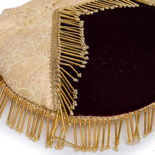 ATHZ Ethnic Handbags for Women Polyester With Velvet potli bags and purses Pear shape (Cream, Purple) - Image 3