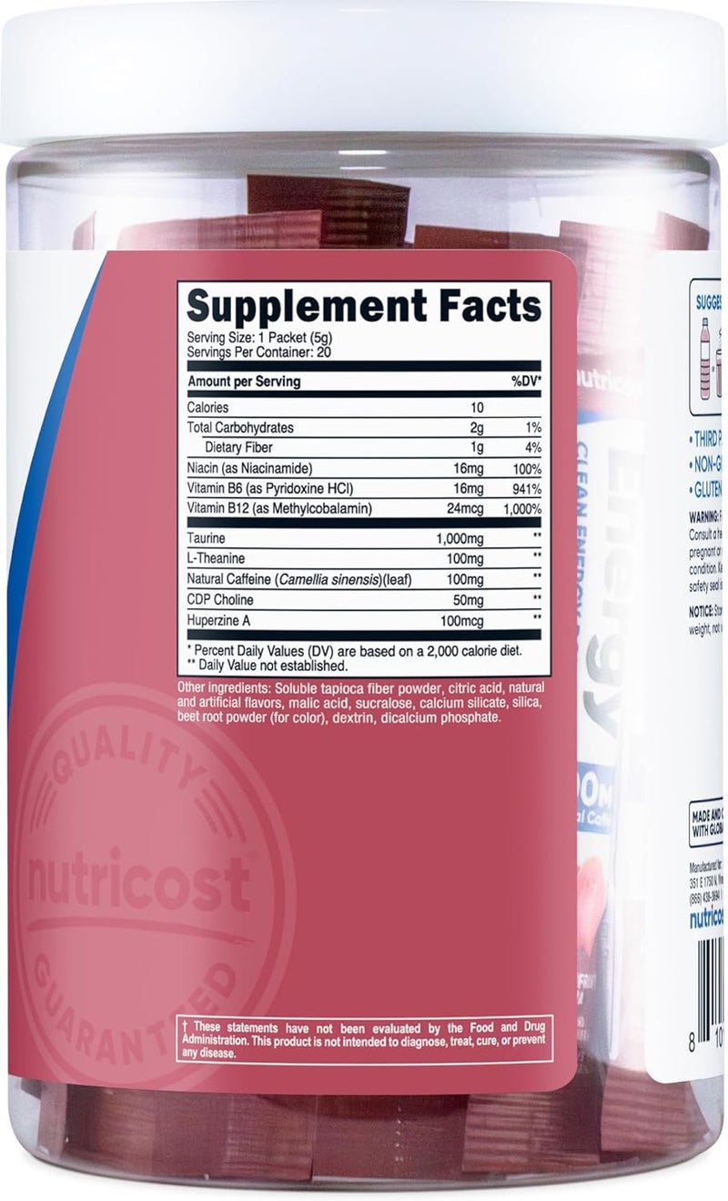Nutricost Energy Complex Stickpack 20 Servings Passionfruit Guava Flavored  GlutenFree  NonGMO - Image 5