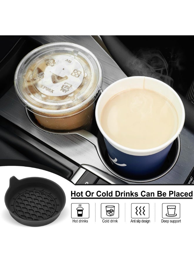 Car Cup Holder Coaster, Silicone Cup Holder Insert, Universal Non-Slip Cup Holders, Car Accessories Interior for Women and Man 4 Pack Black - Image 4