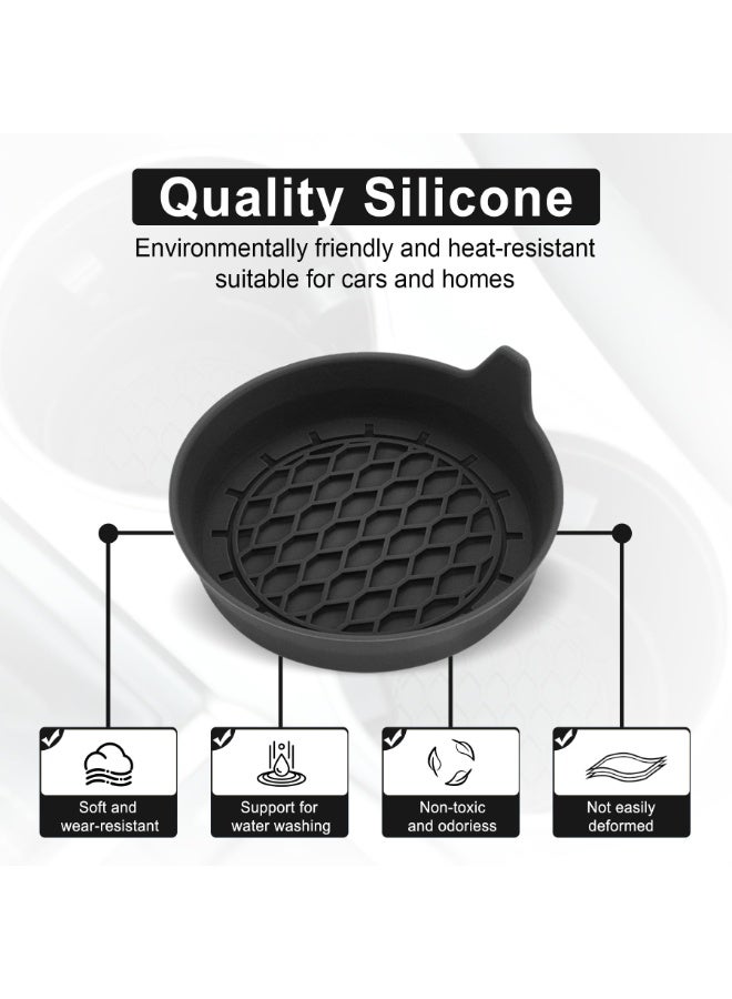 Car Cup Holder Coaster, Silicone Cup Holder Insert, Universal Non-Slip Cup Holders, Car Accessories Interior for Women and Man 4 Pack Black - Image 3