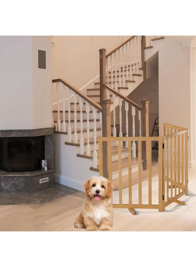 Purbambo Foldable Dog Gate for Small Dogs – 3-Panel Freestanding Wooden Pet Safety Fence for Doorways, Hallways & Stairs – Portable Indoor Dog Barrier with Support Feet Included - Image 4