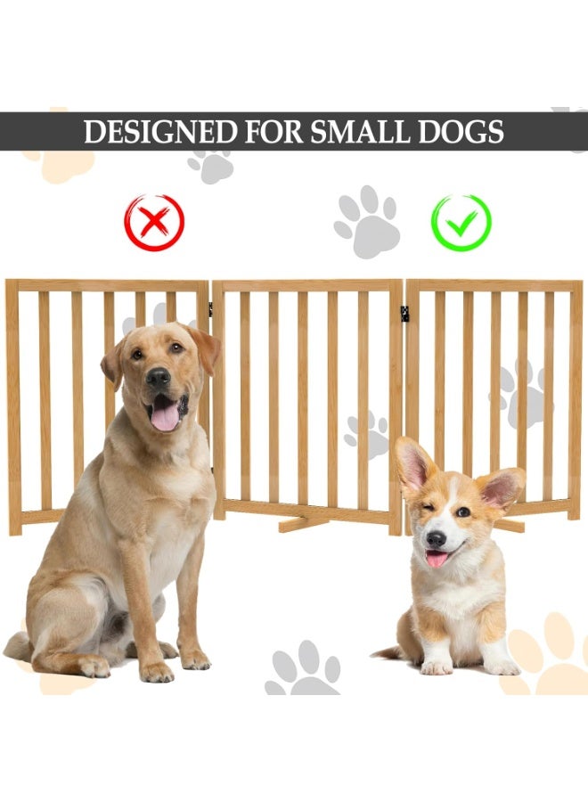 Purbambo Foldable Dog Gate for Small Dogs – 3-Panel Freestanding Wooden Pet Safety Fence for Doorways, Hallways & Stairs – Portable Indoor Dog Barrier with Support Feet Included - Image 2