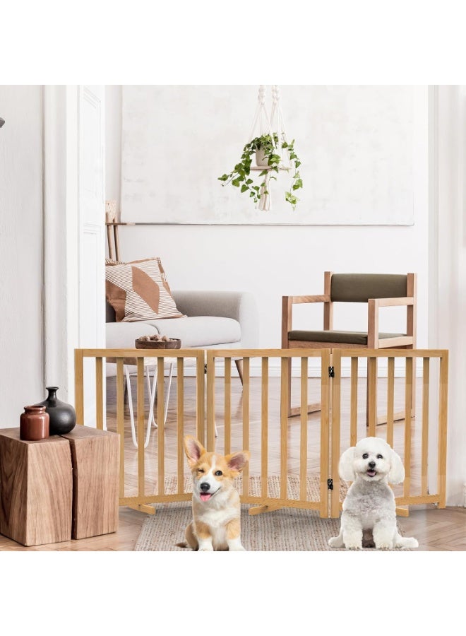 Purbambo Foldable Dog Gate for Small Dogs – 3-Panel Freestanding Wooden Pet Safety Fence for Doorways, Hallways & Stairs – Portable Indoor Dog Barrier with Support Feet Included - Image 5