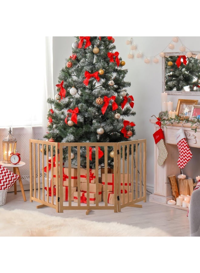 Purbambo Foldable Dog Gate for Small Dogs – 3-Panel Freestanding Wooden Pet Safety Fence for Doorways, Hallways & Stairs – Portable Indoor Dog Barrier with Support Feet Included - Image 3