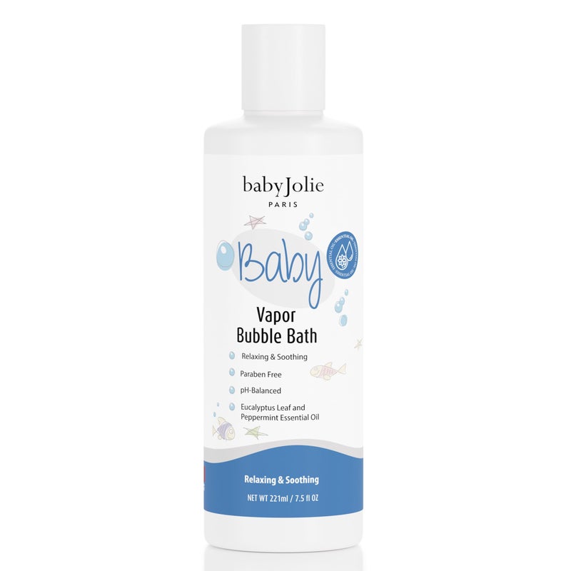 Baby Jolie Vapor Bubble Bath - Baby & Kids Bathing Aromatherapy for Stuffy Nose and Cough Relief, Made with Eucalyptus and Peppermint Extract, Natural Essential Oils, 7.5 oz - Image 1