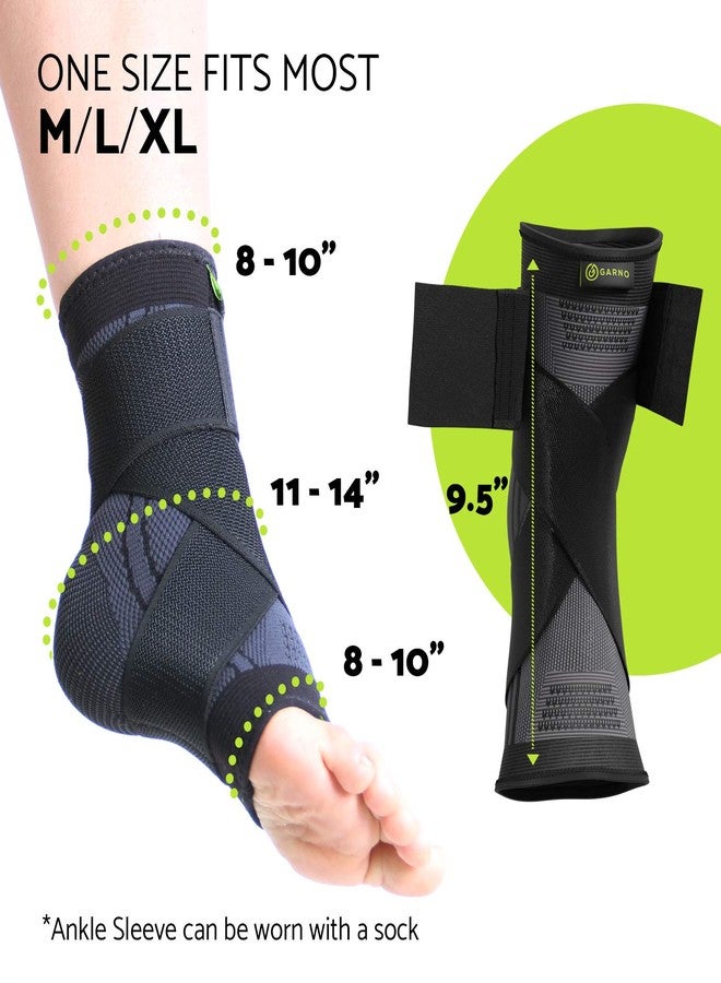 GARNO Ankle Brace – Compression Foot Sleeve with Adjustable Straps for Men & Women, Plantar Fasciitis & Achilles Support, Heel & Arch Pain Relief, Swelling & Injury Recovery, Protection for Sports, Running & Basketball (One Size Fits Most, Black) - Image 4