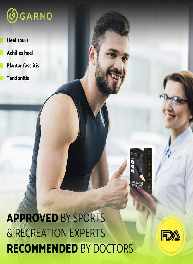 GARNO Ankle Brace – Compression Foot Sleeve with Adjustable Straps for Men & Women, Plantar Fasciitis & Achilles Support, Heel & Arch Pain Relief, Swelling & Injury Recovery, Protection for Sports, Running & Basketball (One Size Fits Most, Black) - Image 5