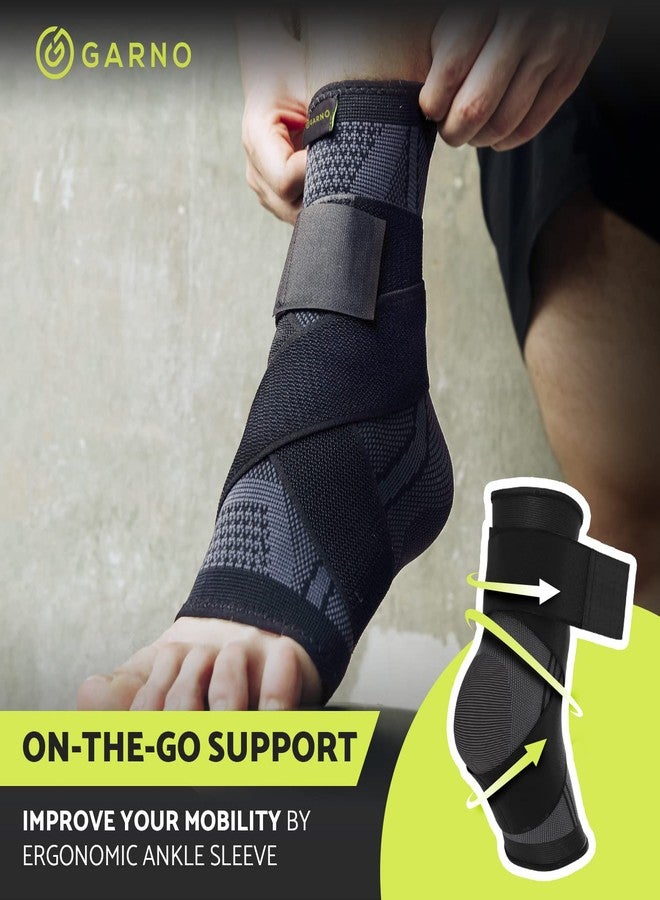 GARNO Ankle Brace – Compression Foot Sleeve with Adjustable Straps for Men & Women, Plantar Fasciitis & Achilles Support, Heel & Arch Pain Relief, Swelling & Injury Recovery, Protection for Sports, Running & Basketball (One Size Fits Most, Black) - Image 2