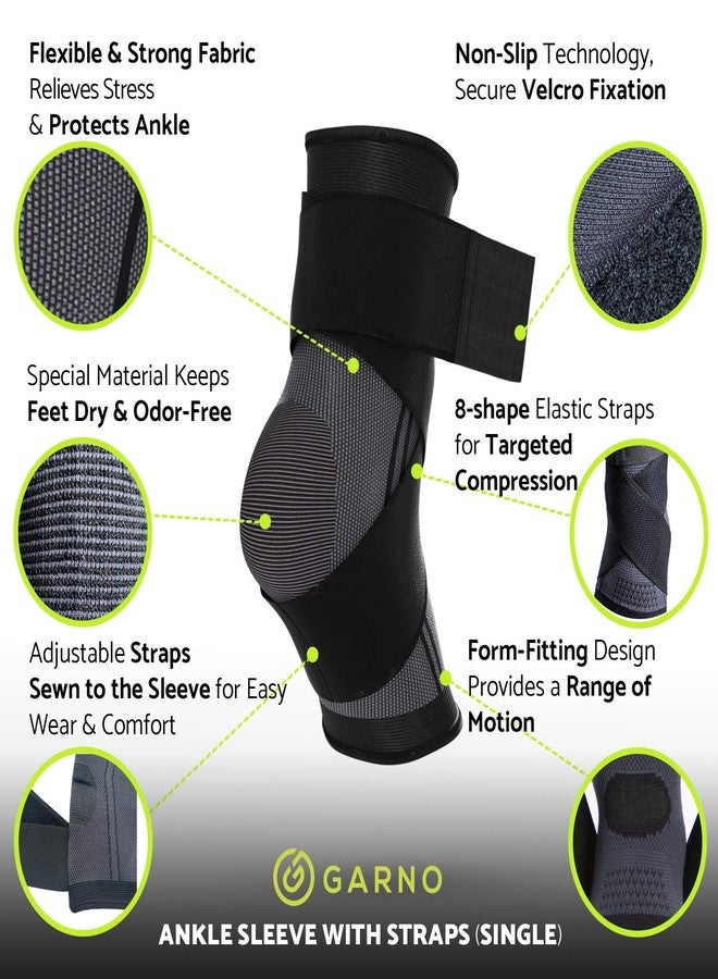 GARNO Ankle Brace – Compression Foot Sleeve with Adjustable Straps for Men & Women, Plantar Fasciitis & Achilles Support, Heel & Arch Pain Relief, Swelling & Injury Recovery, Protection for Sports, Running & Basketball (One Size Fits Most, Black) - Image 3