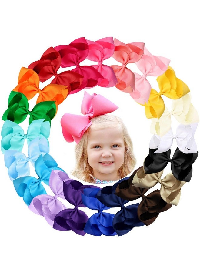Oaoleer 20PCS 8 Inch Hair Bows for Girls Grosgrain Ribbon Toddler Hair Accessories with Alligator Clips for Toddlers Baby Girls Kids Teens in Pairs - Image 1