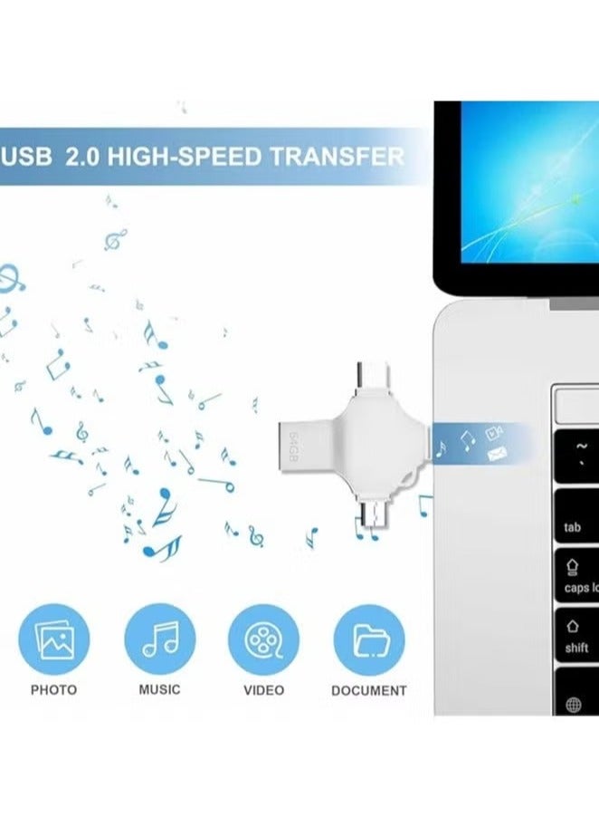 TIGER USB Flash Drive 64GB – 4-in-1 USB Stick with High-Speed Data Transfer – Large Capacity Thumb Drive for Smartphone, OTG Android, Computer, Tablet, Laptop – External Storage for Fast File Transfer and Backup – Compact, Portable Design - Image 4