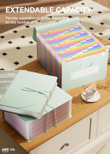 ABC life 26-Pocket Accordion File Organizer, Expanding File Folder, Letter/A4 Size Plastic Monthly Bill & Tax Receipt Holder with A-Z Tabs for Home, Office, Classroom - Sage Green - Image 3