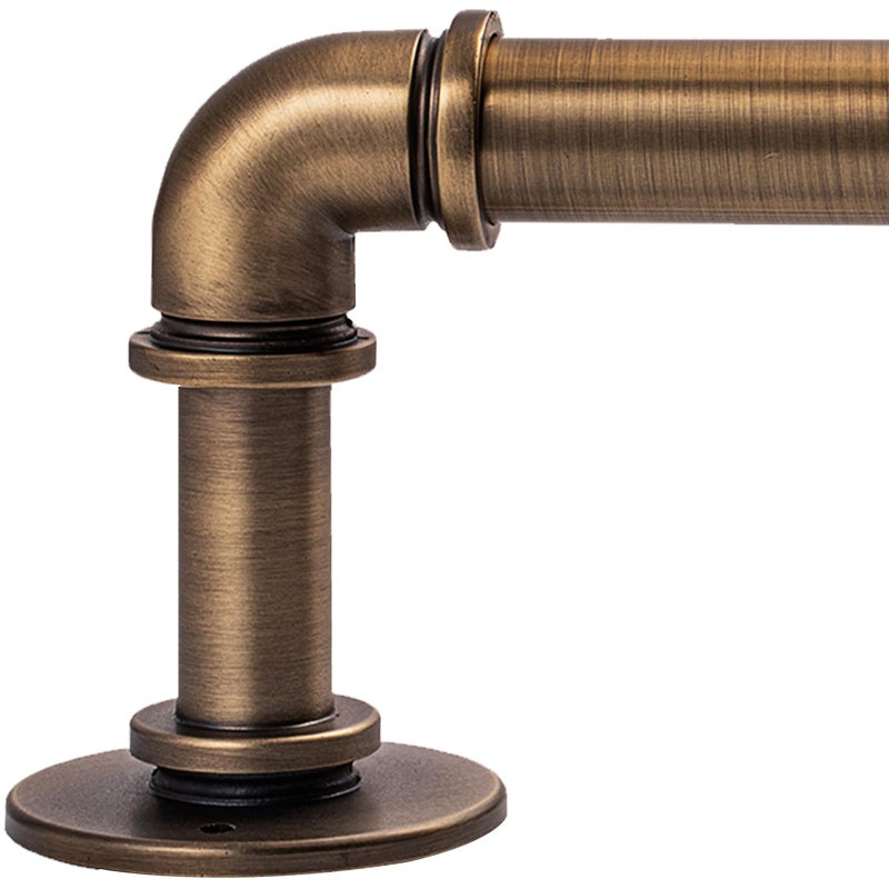 WORLD RODS Industrial Curtain Rods for Windows 18 to 88 Inch, 1 Inch Blackout Wrap Around Drapery Rods, Adjustable Farmhouse Curtain Pole, Wall or Ceiling Mounted, for Living Room, Antique Brass - Image 1