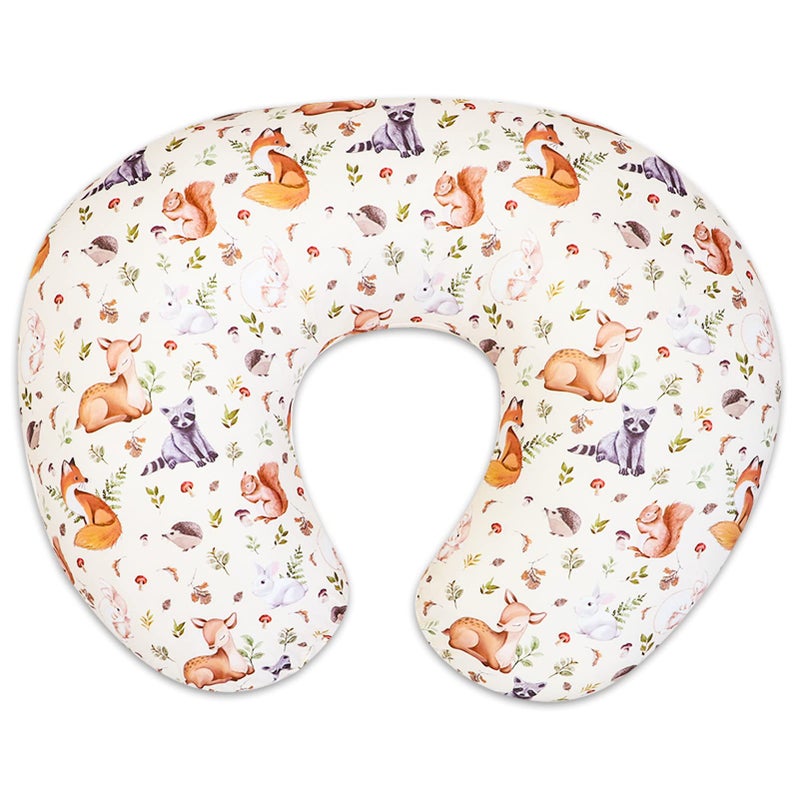 Nursing Pillow Cover for Baby Boy and Girl Ultra Soft Comfortable Stretchy Removable Slipcover for Newborn Breastfeeding Pillows Woodland Animals