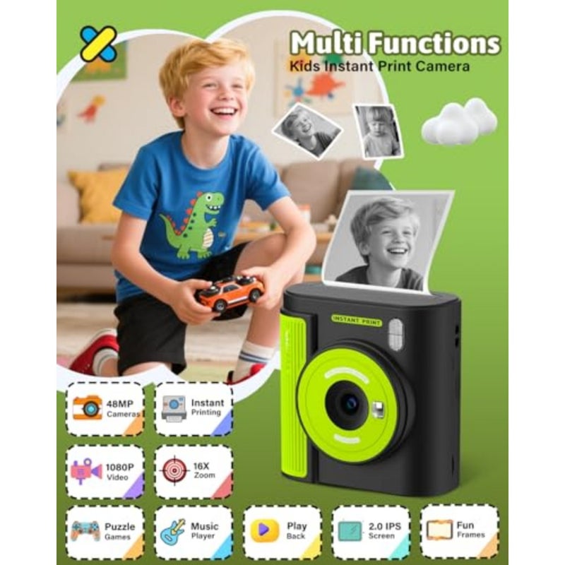 Camera with Instant Print, Thermal Printing Digital Camera Gift for 3-12 Years Old,Safe Ink-Free Design, Toy for Creativity and Learning - Image 2