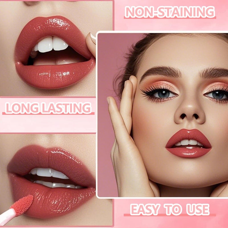 Eakroo 6 Colors Lip Tint Stain Mini Liquid Lipstick, Korean Lip Gloss for Women, Liquid Blush, Lip Plumper Gloss, Lip Makeup, Non-Stick Cup, Lightweight, High Pigment, Long-Lasting, Vivid Color - Image 3