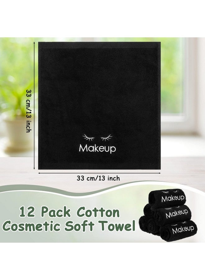 Shimeyao 12 Pcs 13X13 Inch Black Makeup Washcloths Reusable Make Up Towels Facial Cleansing Makeup Cloths Cotton Cosmetic Towel Water Absorbent Face Towels For Women Skin Care - Image 2