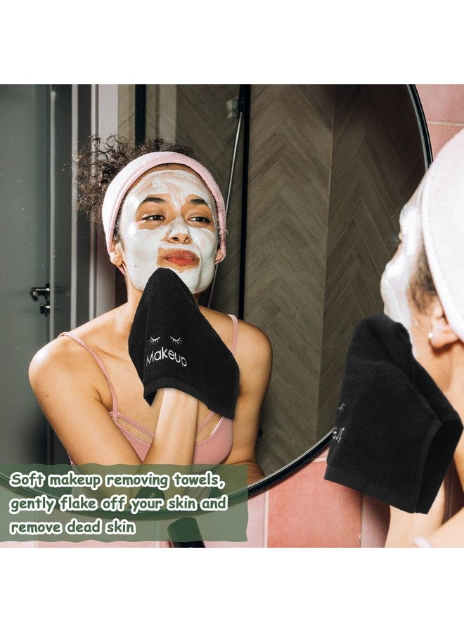 Shimeyao 12 Pcs 13X13 Inch Black Makeup Washcloths Reusable Make Up Towels Facial Cleansing Makeup Cloths Cotton Cosmetic Towel Water Absorbent Face Towels For Women Skin Care - Image 5