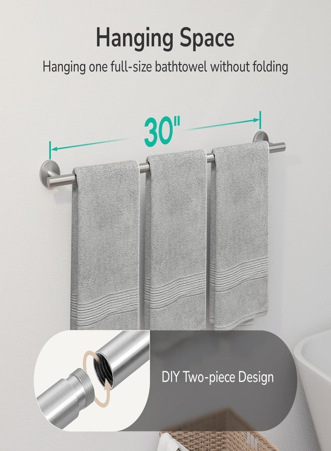 USHOWER Brushed Nickel Bath Towel Bar, 30-Inch Towel Rack for Bathroom Wall Mounted, Thicken SUS304 Stainless Steel Towel Rod (Total Length 32-Inch) - Image 4