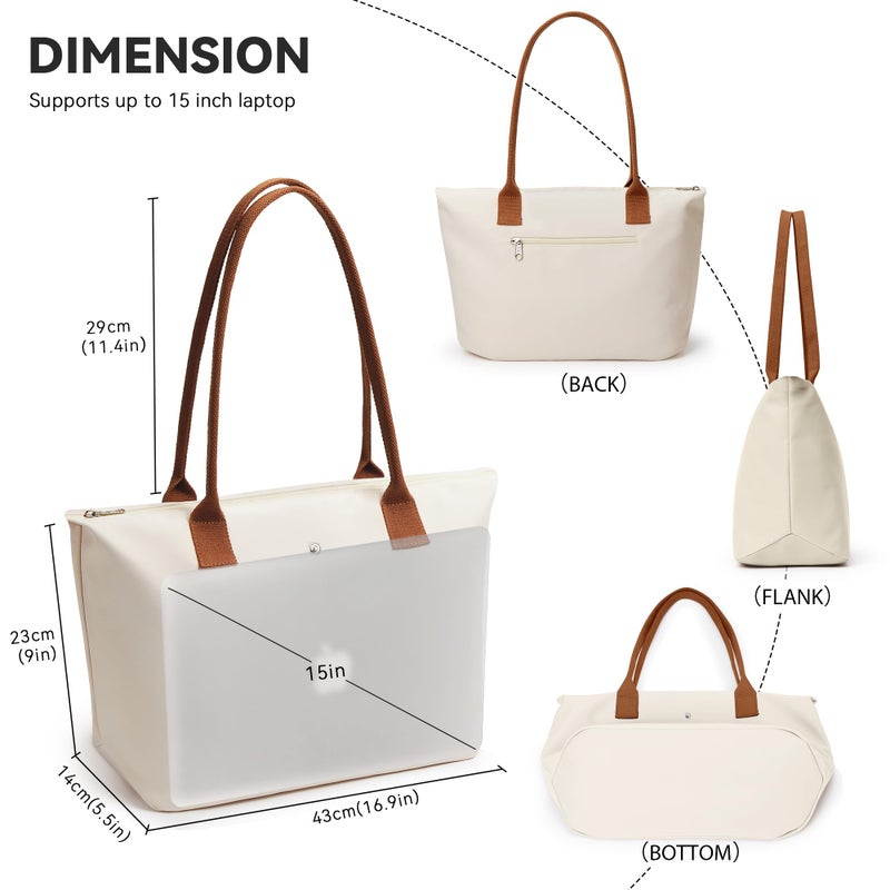 KALIDI FANCY FOREST KALIDI Tote Bag for Women Nylon Top-Handle Purse,Large Capacity Shoulder bag,Spacious Hobo handBag with Zipper Leisure Foldable Weekend Beige - Image 5