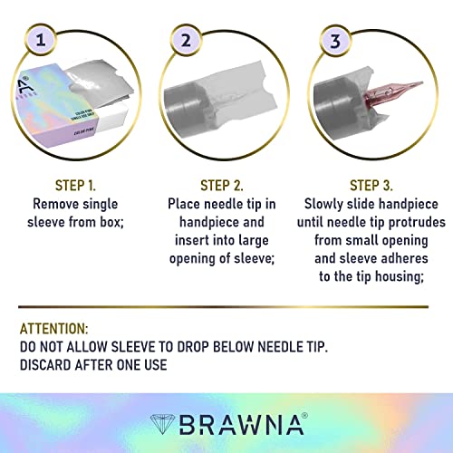 BRAWNA 220 Pack PMU Machine Pen Cover - Microneedling Machine Sleeve - PMU Supplies - Color - Clear - Image 2