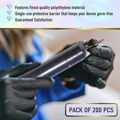 BRAWNA 220 Pack PMU Machine Pen Cover - Microneedling Machine Sleeve - PMU Supplies - Color - Clear - Image 5