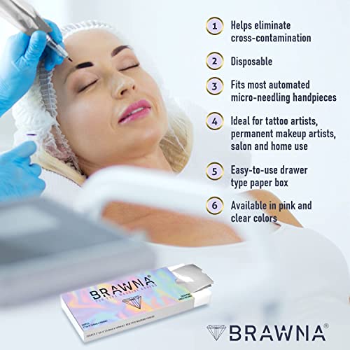 BRAWNA 220 Pack PMU Machine Pen Cover - Microneedling Machine Sleeve - PMU Supplies - Color - Clear - Image 3