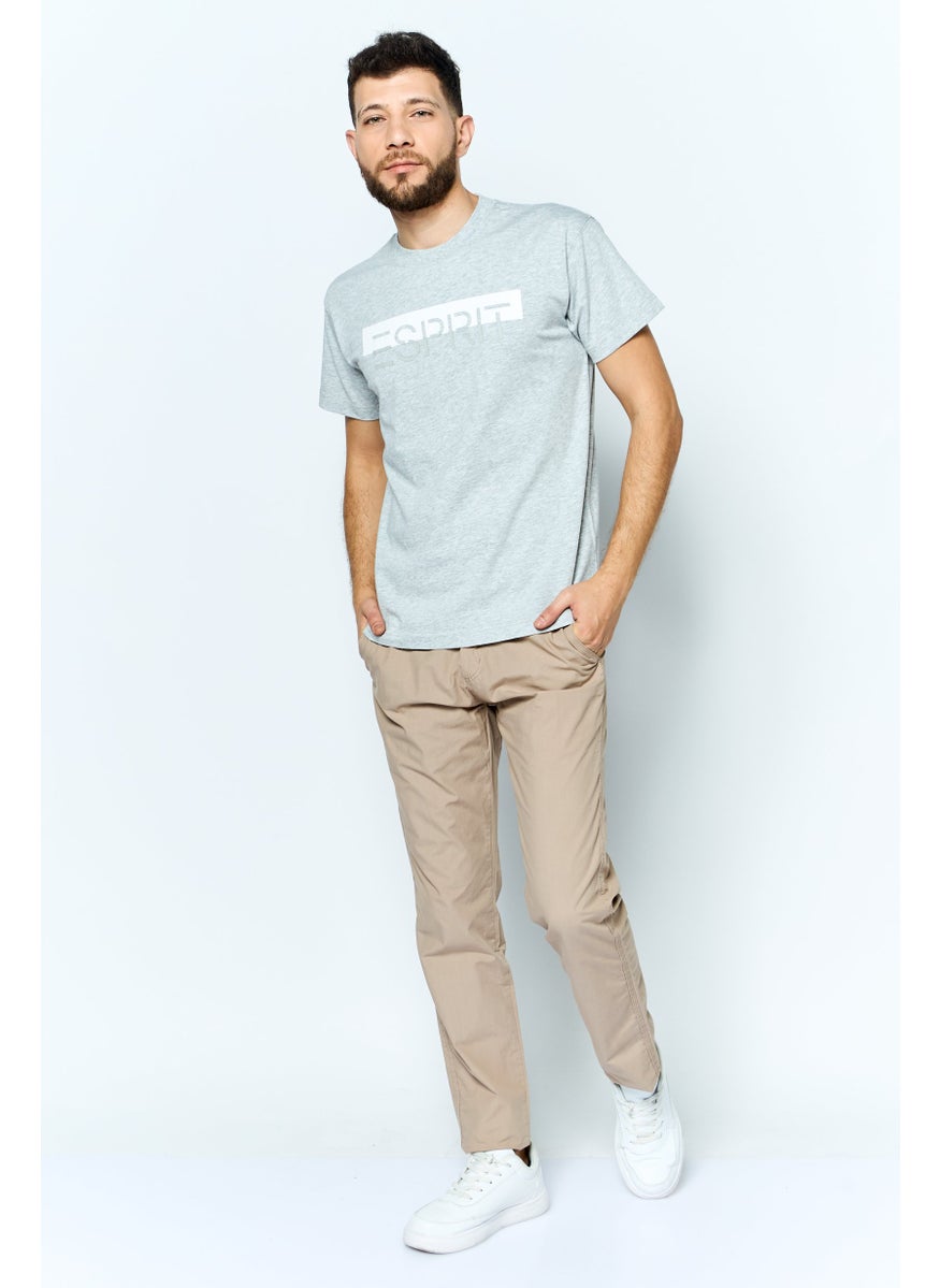 ESPRIT - Men Crew Neck Short Sleeves Brand Logo T-Shirt, Grey - Image 1