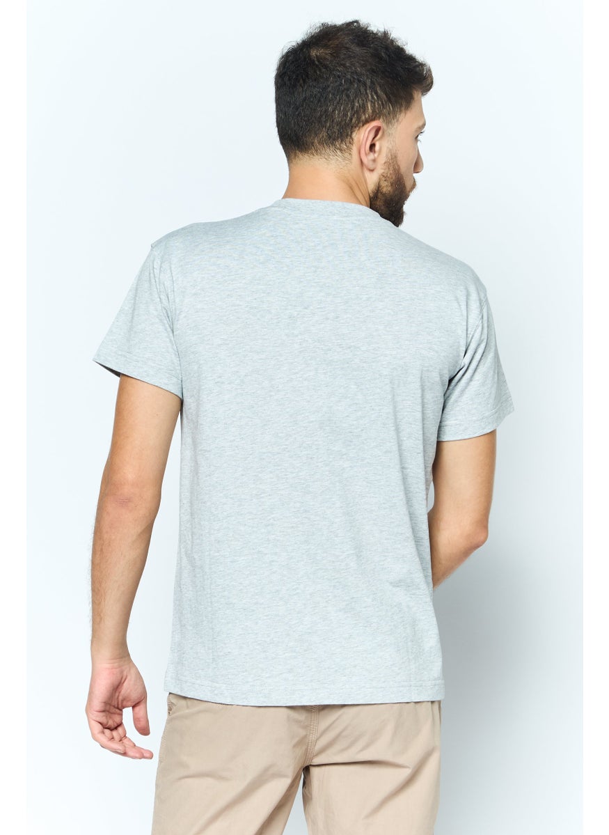 ESPRIT - Men Crew Neck Short Sleeves Brand Logo T-Shirt, Grey - Image 1