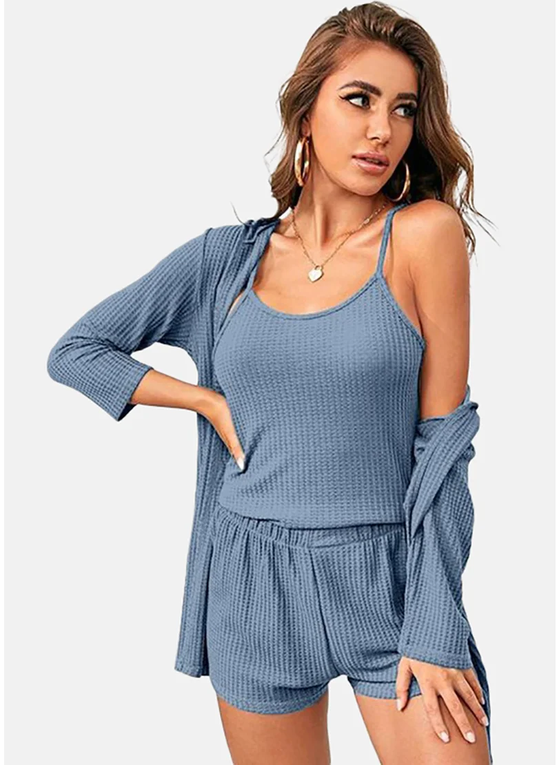 يونيكي Blue Solid robe, Shorts & Top
