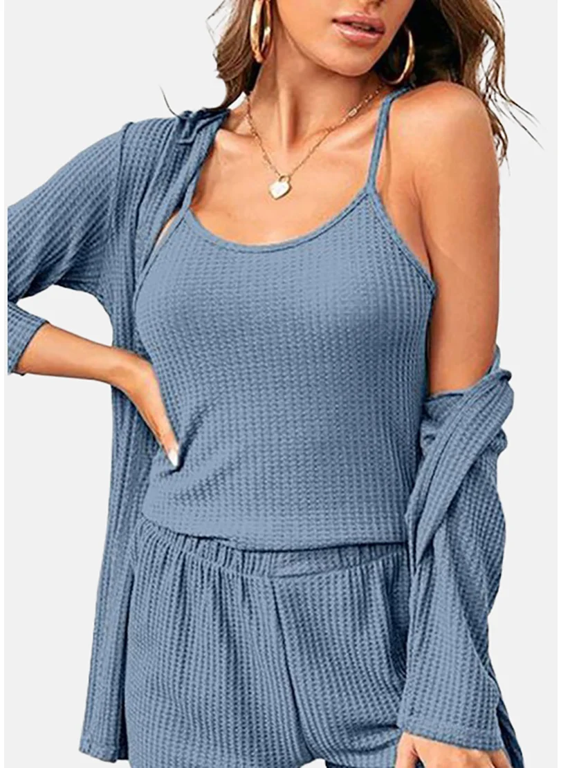 يونيكي Blue Solid robe, Shorts & Top