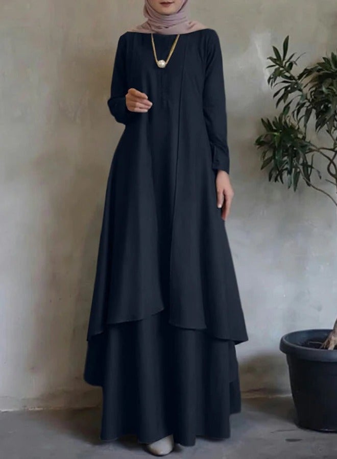 Muslim Maxi Irregular Hem Loose Long Dress  - Image 1