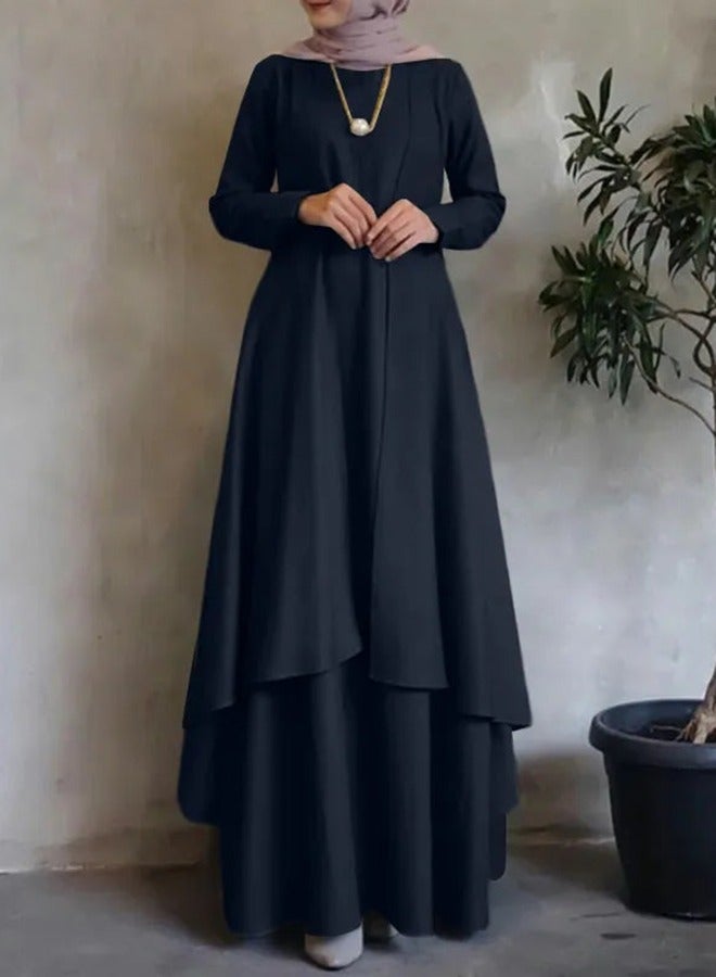 Muslim Maxi Irregular Hem Loose Long Dress  - Image 3