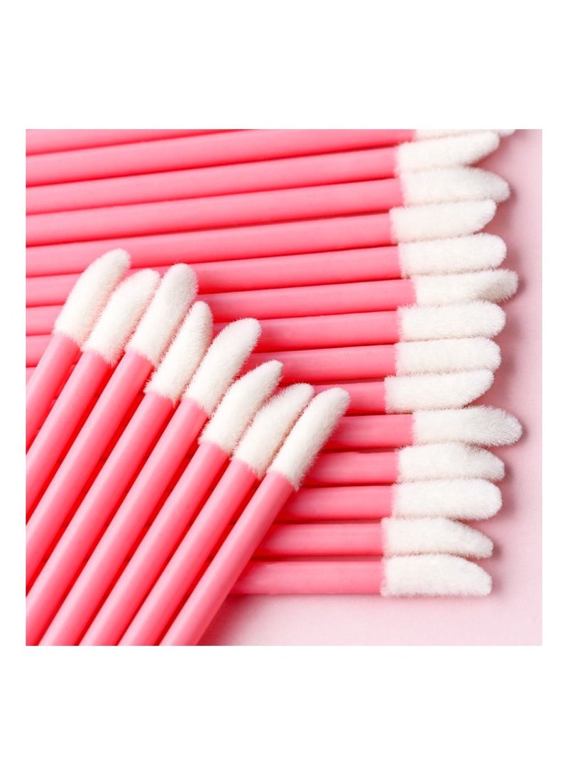 Meetion 50 pcs Disposable Lip Brushes Make Up Brush Lip Gloss Applicators Lipstick Wands Tool Kits Lip gloss Applicators Tester Wands (Pink) - Image 2