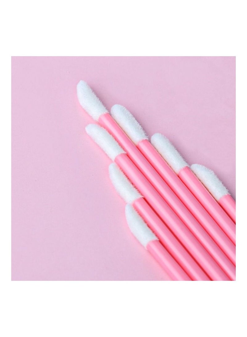 Meetion 50 pcs Disposable Lip Brushes Make Up Brush Lip Gloss Applicators Lipstick Wands Tool Kits Lip gloss Applicators Tester Wands (Pink) - Image 4