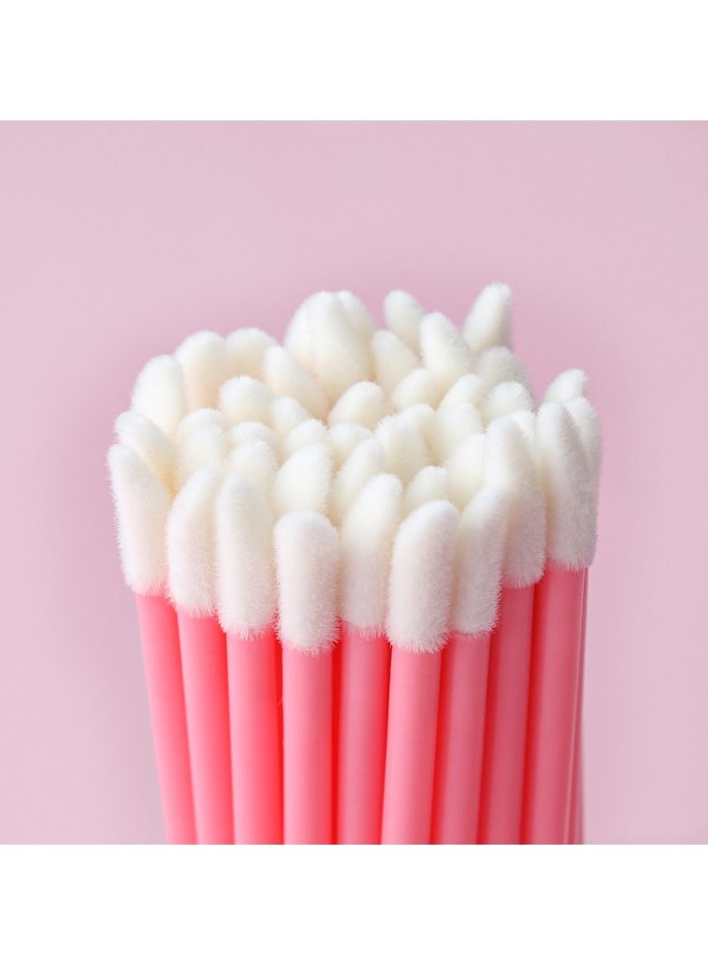 Meetion 50 pcs Disposable Lip Brushes Make Up Brush Lip Gloss Applicators Lipstick Wands Tool Kits Lip gloss Applicators Tester Wands (Pink) - Image 3