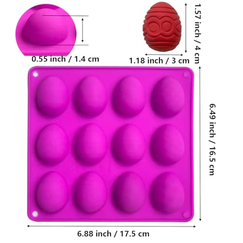 Copzievkae Easter Egg Chocolate Mold, 2 Pack 12 Cavity Easter Egg Silicone Molds for Chocolate, 1.57" Easter Chocolate Silicone Mold Silicone Egg Molds for Easter Decorations, Rose - Image 5